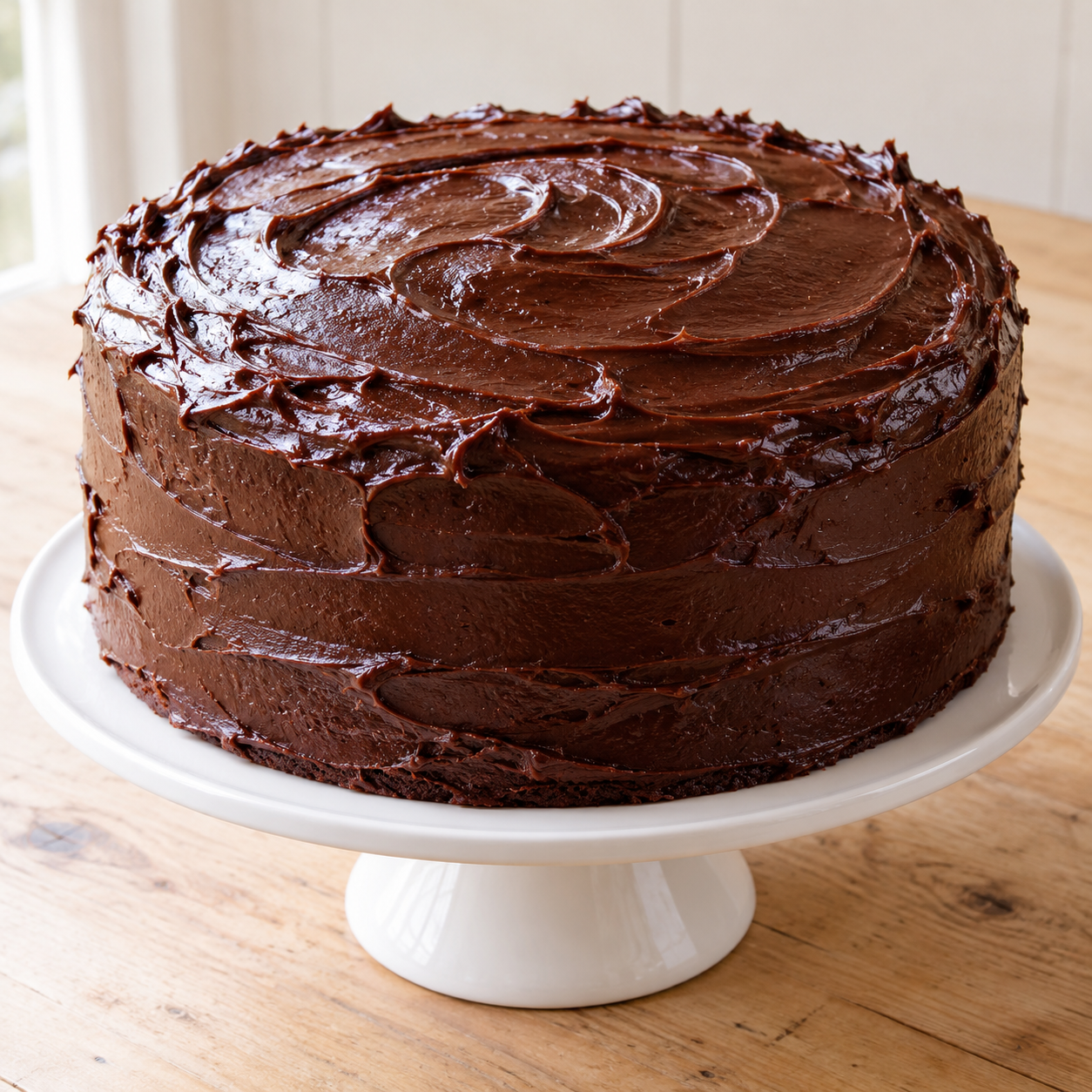 Chocolate fudge cake freshly prepared for sharing
